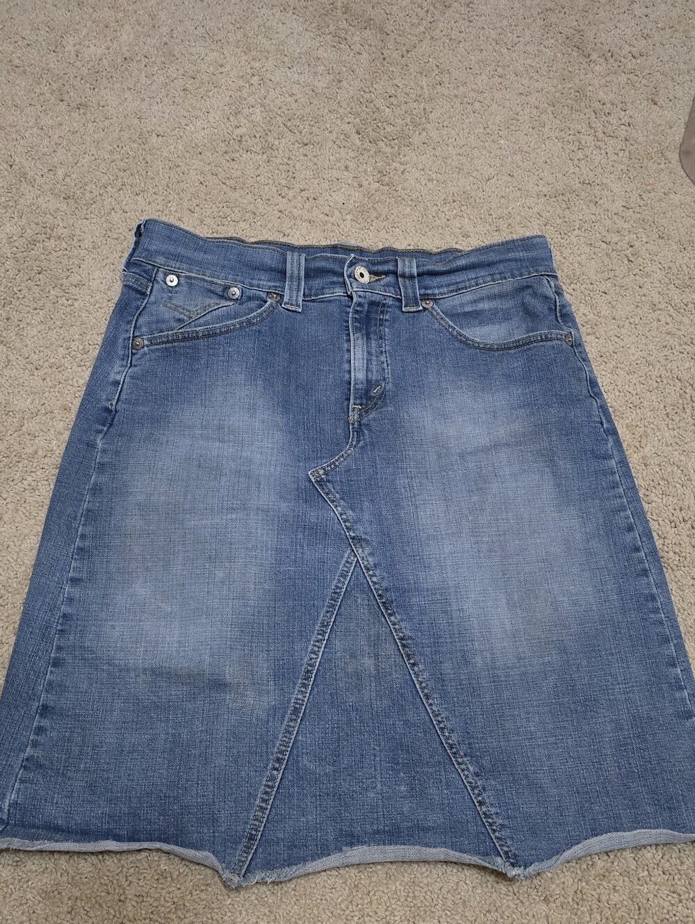 Blue Denim Jeans Skirt - Classic Mid Wash